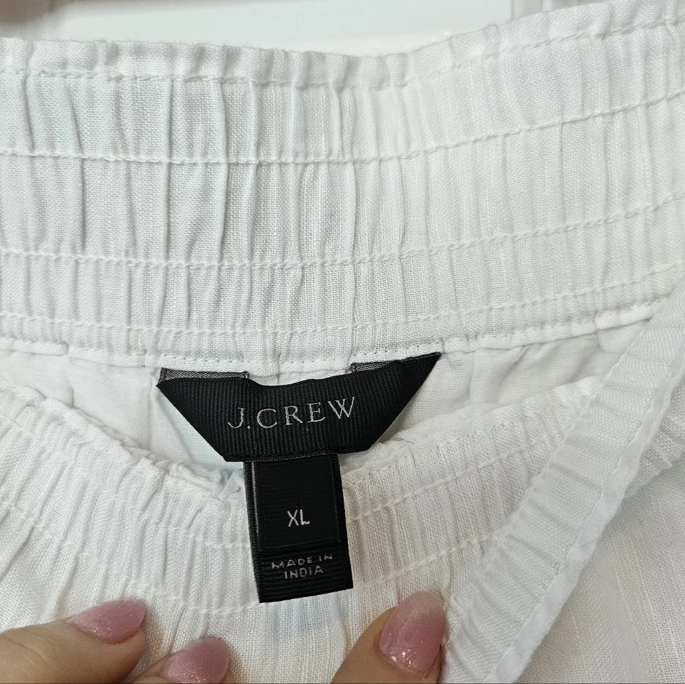 J.Crew Linen Blend White & Black Eyelet Embroidered Lined Shorts XL - Picture 7 of 9